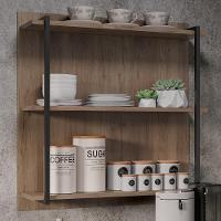 Prateleira Industrial Cozinha Tripla Com Painel Flora M24 Freijó - Mpozenato - 2