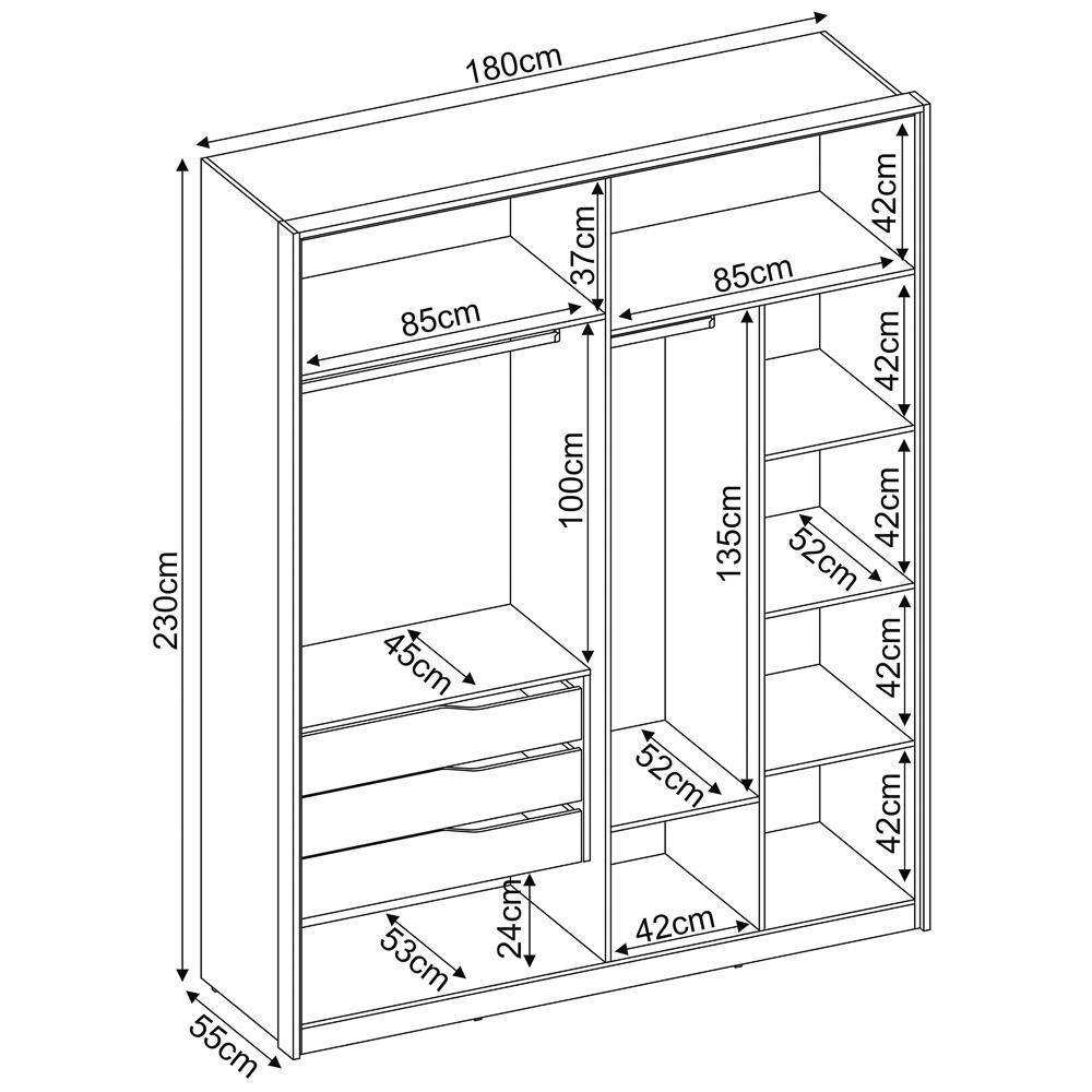 Guarda Roupa Casal Com Pés 4 Portas 2 Com Espelhos Attore D02 Amendola-grafito - Mpozenato - 4