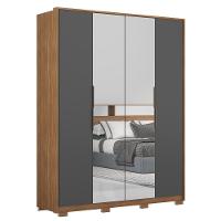 Guarda Roupa Casal Com Pés 4 Portas 2 Com Espelhos Attore D02 Amendola-grafito - Mpozenato - 1