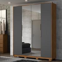 Guarda Roupa Casal Com Pés 4 Portas 2 Com Espelhos Attore D02 Amendola-grafito - Mpozenato - 2