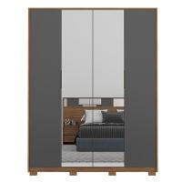Guarda Roupa Casal Com Pés 4 Portas 2 Com Espelhos Attore D02 Amendola-grafito - Mpozenato - 5