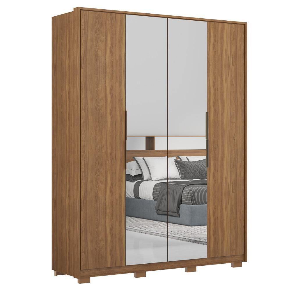 Guarda Roupa Casal Com Pés 4 Portas 2 Com Espelhos Attore D02 Amendola Touch - Mpozenato - 1