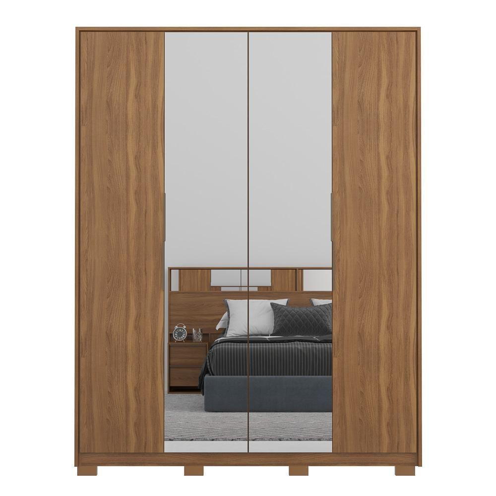 Guarda Roupa Casal Com Pés 4 Portas 2 Com Espelhos Attore D02 Amendola Touch - Mpozenato - 5