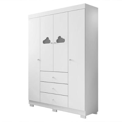 Guarda Roupa Infantil 4 Portas E 3 Gavetas Ane Branco - Phoenix