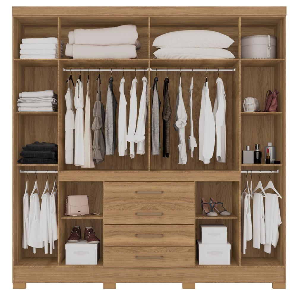 Guarda Roupa Casal 8 Portas 4 Gavetas New Realce D02 Amendola Touch - Mpozenato - 4