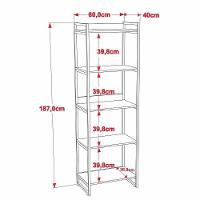 Kit 3 Estantes Livreiro Prisma Estilo Industrial 60cm 5 Prateleiras C08 Nogal - Mpozenato - 5