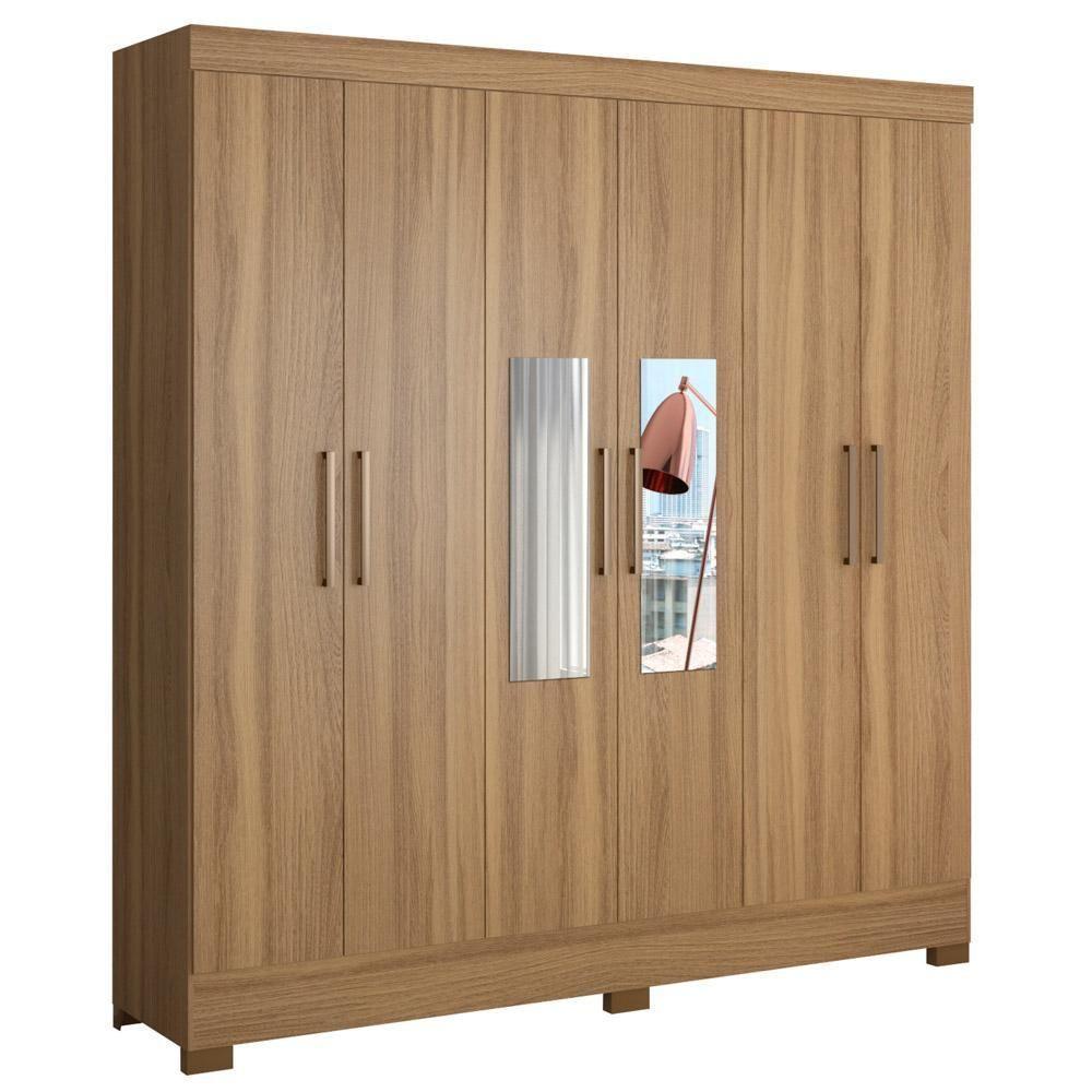 Guarda Roupa Casal 6 Portas Com Espelho Elite 3 Gavetas Pratico D02 Amendola Touch - Mpozenato - 1
