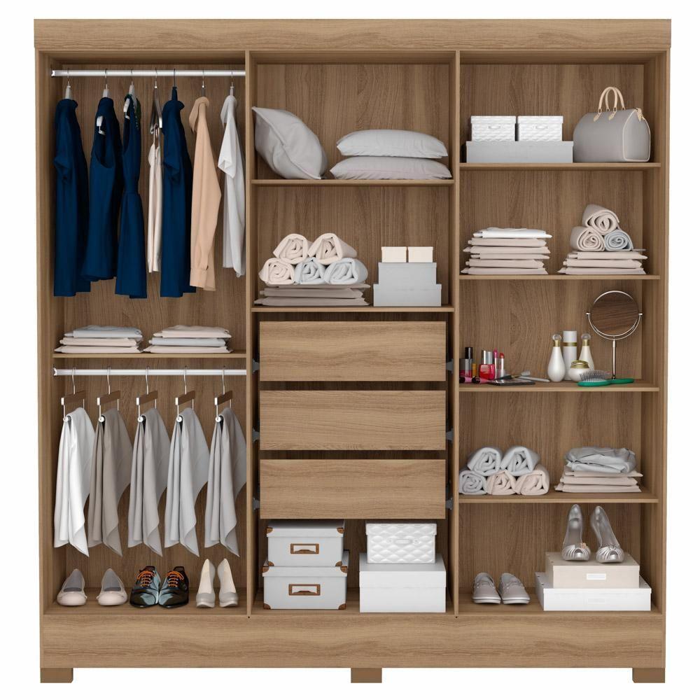 Guarda Roupa Casal 6 Portas Com Espelho Elite 3 Gavetas Pratico D02 Amendola Touch - Mpozenato - 3