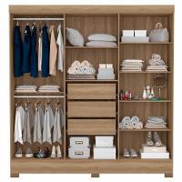 Guarda Roupa Casal 6 Portas Com Espelho Elite 3 Gavetas Pratico D02 Amendola Touch - Mpozenato - 3