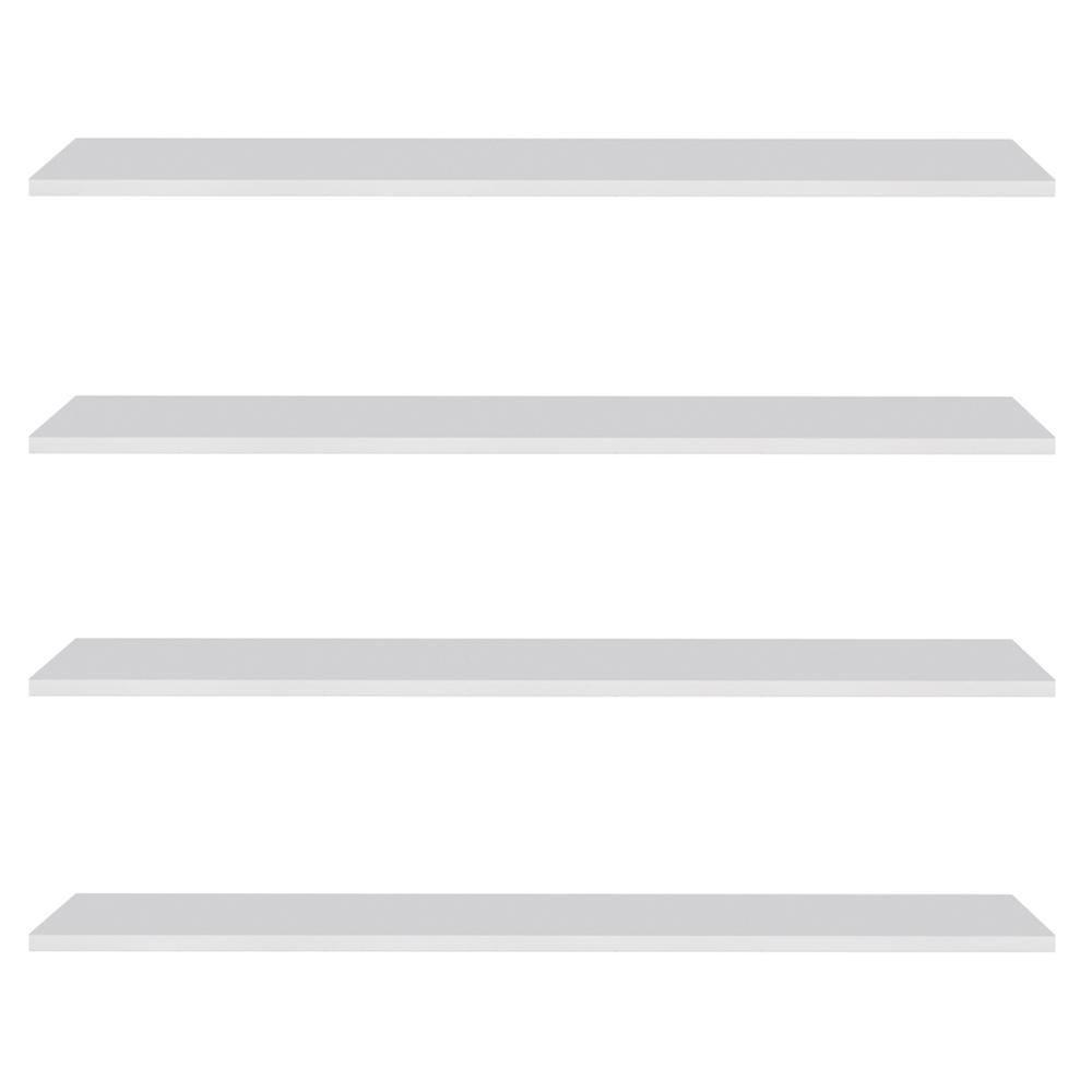 Prateleira Flutuante De Quarto Adulto Kit 4 Suporte Invisível 68cm Yara Branco - Lumil - 1