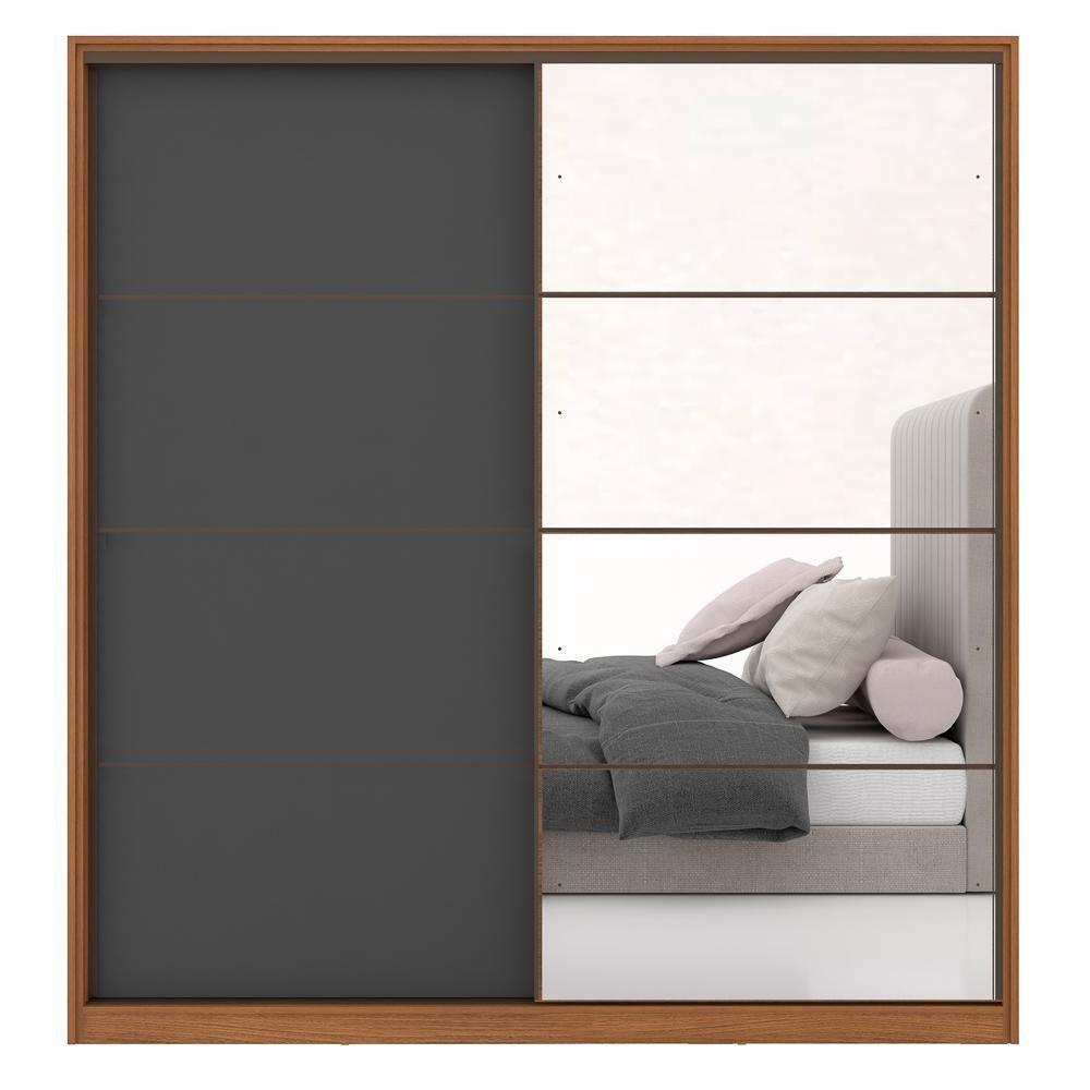 Guarda Roupa Casal 2 Portas 1 Com Espelho 3 Gavetas Belga D02 Amendola-grafito - Mpozenato - 5