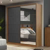 Guarda Roupa Casal 2 Portas 1 Com Espelho 3 Gavetas Belga D02 Amendola-grafito - Mpozenato - 2