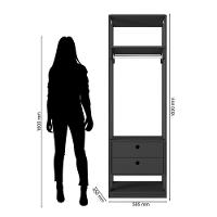 Módulo Guarda Roupa Closet Com 2 Gavetas Titan Preto Velluto - Móveis Leão - 4