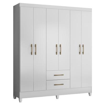 Guarda Roupa Casal 6 Portas 2 Gavetas 153cm Paraná M07 Branco - Mpozenato