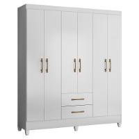 Guarda Roupa Casal 6 Portas 2 Gavetas 153cm Paraná M07 Branco - Mpozenato - 1
