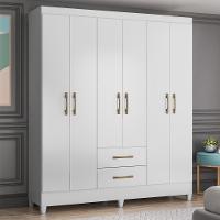 Guarda Roupa Casal 6 Portas 2 Gavetas 153cm Paraná M07 Branco - Mpozenato - 2