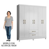 Guarda Roupa Casal 6 Portas 2 Gavetas 153cm Paraná M07 Branco - Mpozenato - 5