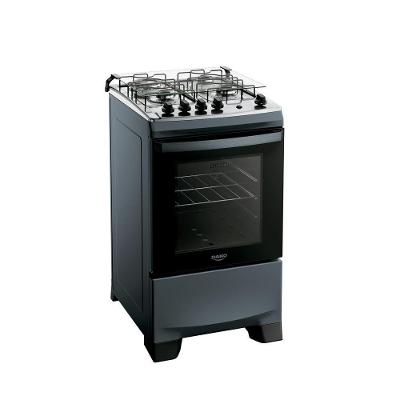 Fogão de Piso 4 Bocas a Gás Dako Supreme Glass Mesa Inox Titanium Bivolt