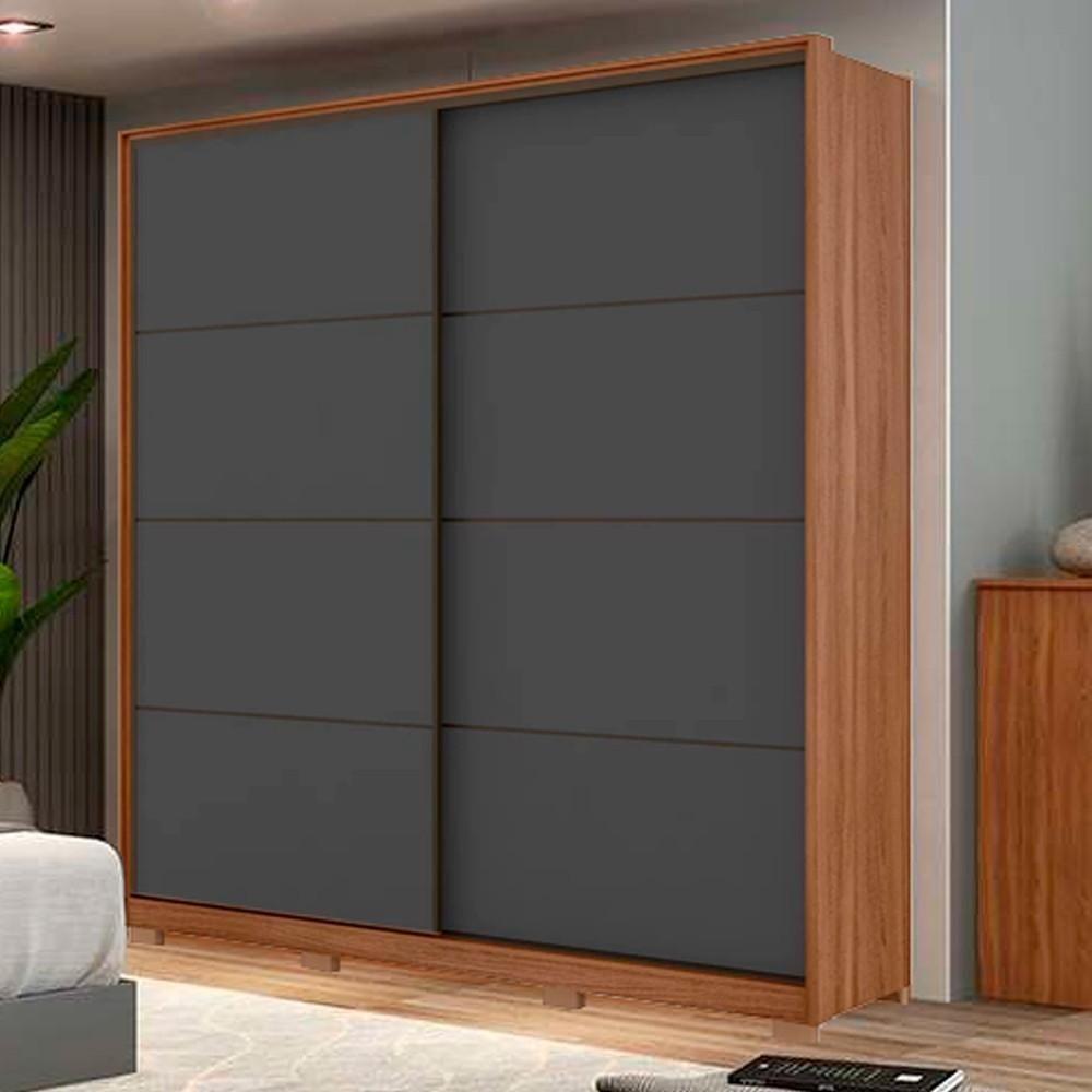 Guarda Roupa Casal Com Pés 2 Portas Belga D02 Amendola-grafito - Mpozenato - 2