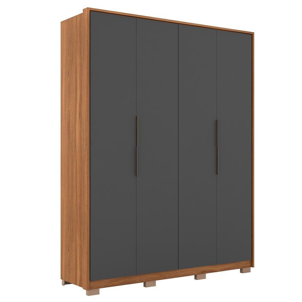 Guarda Roupa Casal Com Pés 4 Portas 3 Gavetas Attore D02 Amendola-grafito - Mpozenato - 1