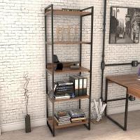 Estante Livreiro Prisma Estilo Industrial 60cm 5 Prateleiras C08 Nogal - Mpozenato - 2