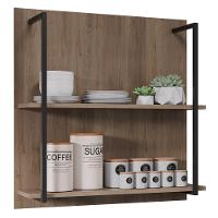 Prateleira Industrial Cozinha Dupla Com Painel Flora M24 Freijó - Mpozenato - 1