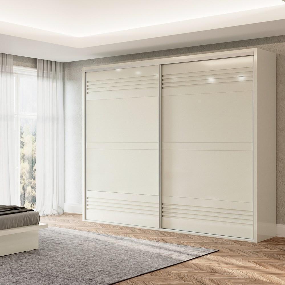 Guarda Roupa Casal 267cm 2 Portas De Correr 100% Mdf Tw603 Off White - Dalla Costa - 2