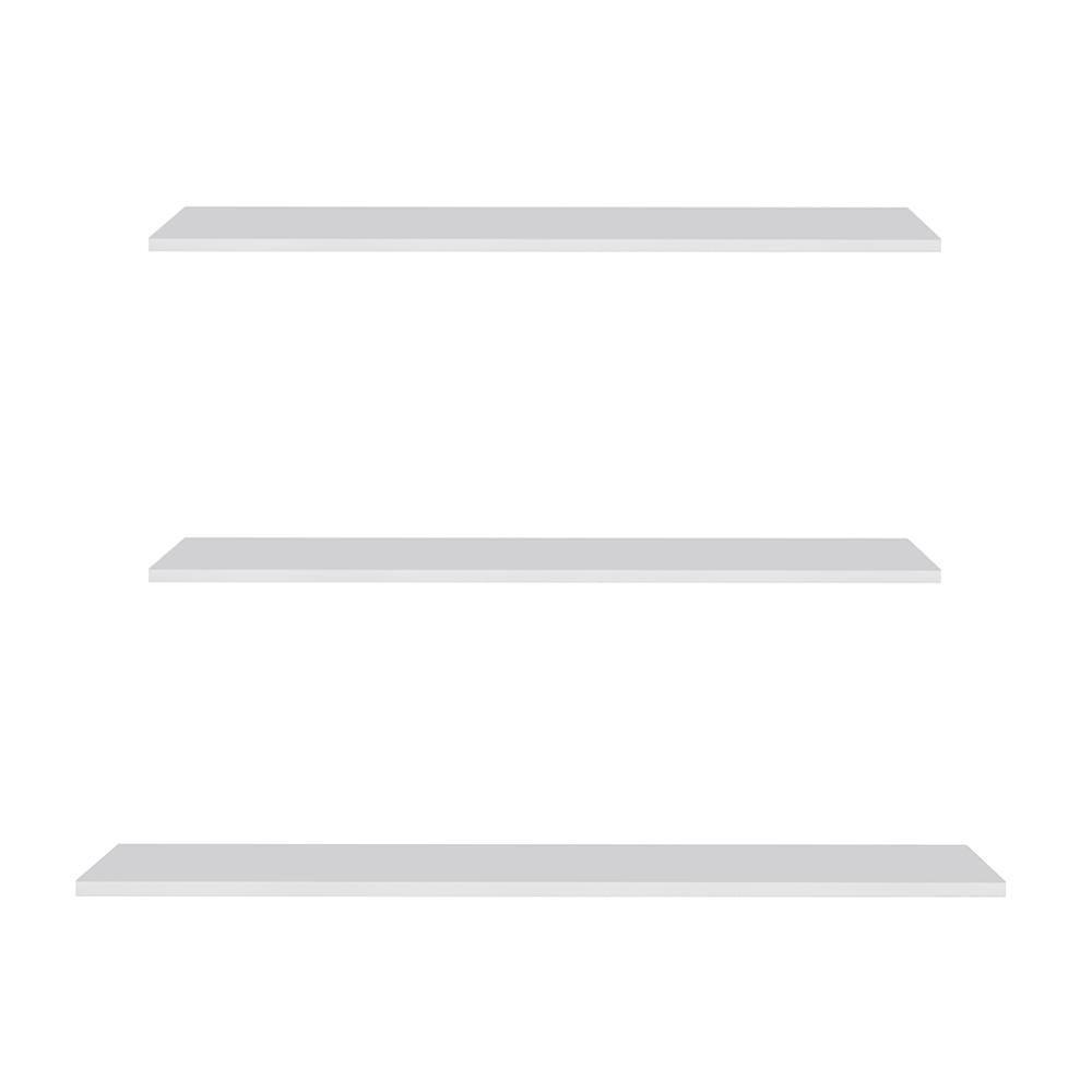 Prateleira Flutuante Para Sala Kit 3 Com Suporte Invisível Cp2 Yara Branco - Lumil - 1