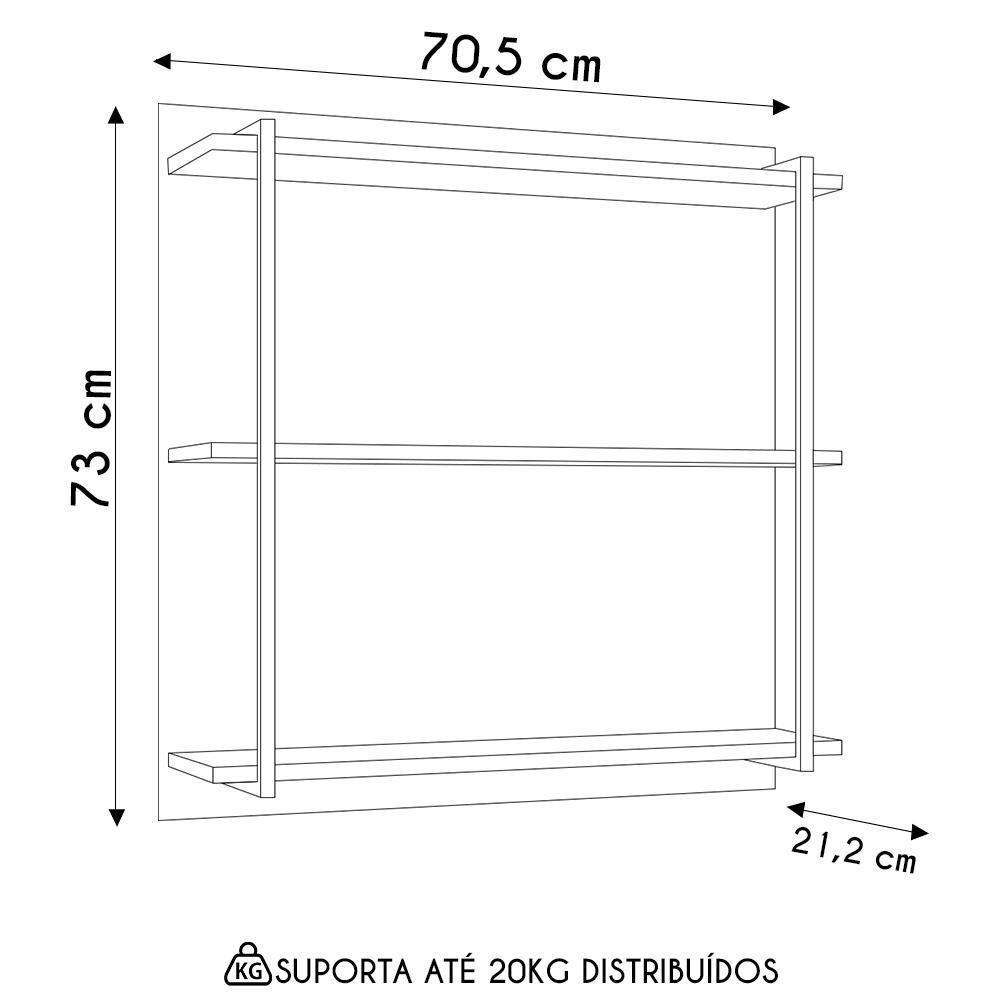Prateleira Industrial Cozinha Tripla Com Painel Flora M24 Branco - Mpozenato - 4