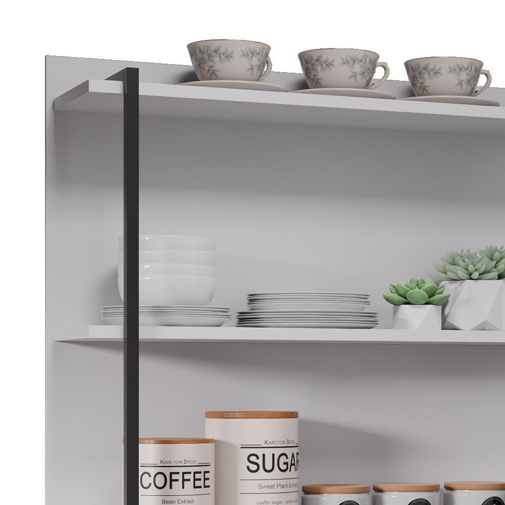 Prateleira Industrial Cozinha Tripla Com Painel Flora M24 Branco - Mpozenato - 5