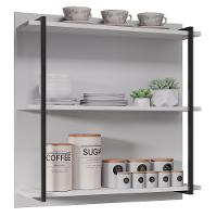 Prateleira Industrial Cozinha Tripla Com Painel Flora M24 Branco - Mpozenato - 1