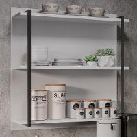 Prateleira Industrial Cozinha Tripla Com Painel Flora M24 Branco - Mpozenato - 2