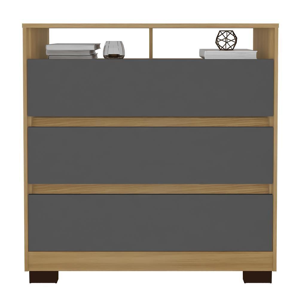 Cômoda Para Quarto 3 Gavetas 90cm Califórnia Carvalho-grafite - Incorplac - 5