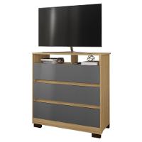 Cômoda Para Quarto 3 Gavetas 90cm Califórnia Carvalho-grafite - Incorplac - 1