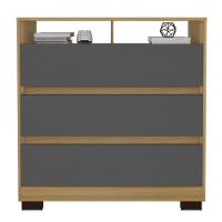 Cômoda Para Quarto 3 Gavetas 90cm Califórnia Carvalho-grafite - Incorplac - 5