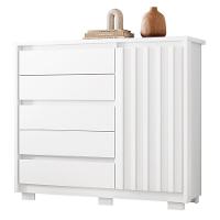 Cômoda Sapateira 1 Porta 5 Gavetas 125cm Duetto Branco - Albatroz - 1