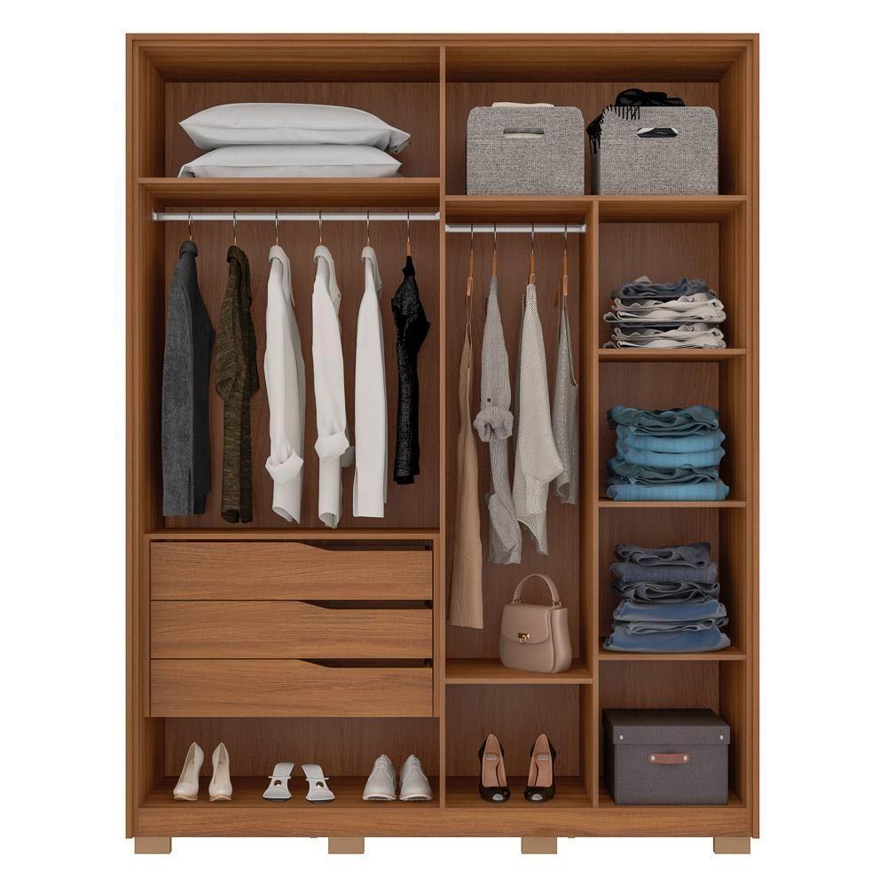 Guarda Roupa Casal Com Pés 4 Portas 3 Gavetas Attore D02 Amendola Touch - Mpozenato - 3