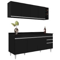 Armário Nevada E Balcão 180cm Com Tampo Dallas Preto - Lumil - 1