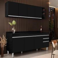 Armário Nevada E Balcão 180cm Com Tampo Dallas Preto - Lumil - 2