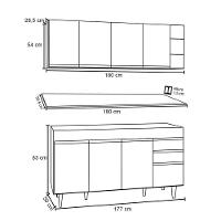 Armário Nevada E Balcão 180cm Com Tampo Dallas Preto - Lumil