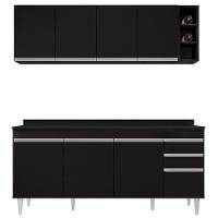 Armário Nevada E Balcão 180cm Com Tampo Dallas Preto - Lumil - 7