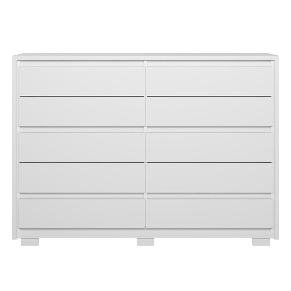 Cômoda Para Quarto 10 Gavetas 151cm Duetto Branco - Albatroz - 6