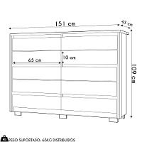 Cômoda Para Quarto 10 Gavetas 151cm Duetto Branco - Albatroz