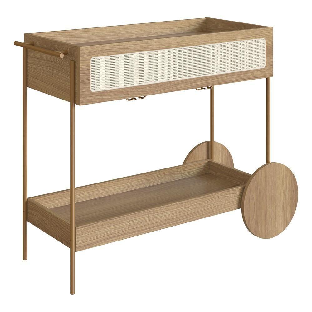 Carrinho Bar 1 Gaveta Porta Taças Pé Metal Arlo A10 Hanover-dourado - Mpozenato - 1