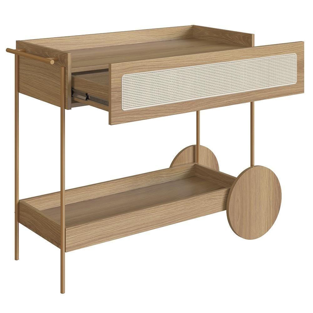 Carrinho Bar 1 Gaveta Porta Taças Pé Metal Arlo A10 Hanover-dourado - Mpozenato - 5