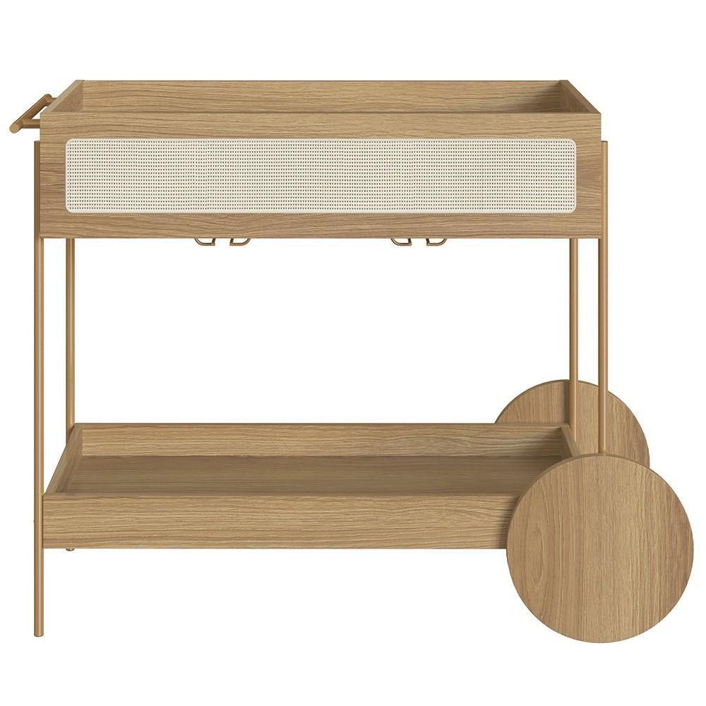 Carrinho Bar 1 Gaveta Porta Taças Pé Metal Arlo A10 Hanover-dourado - Mpozenato - 6