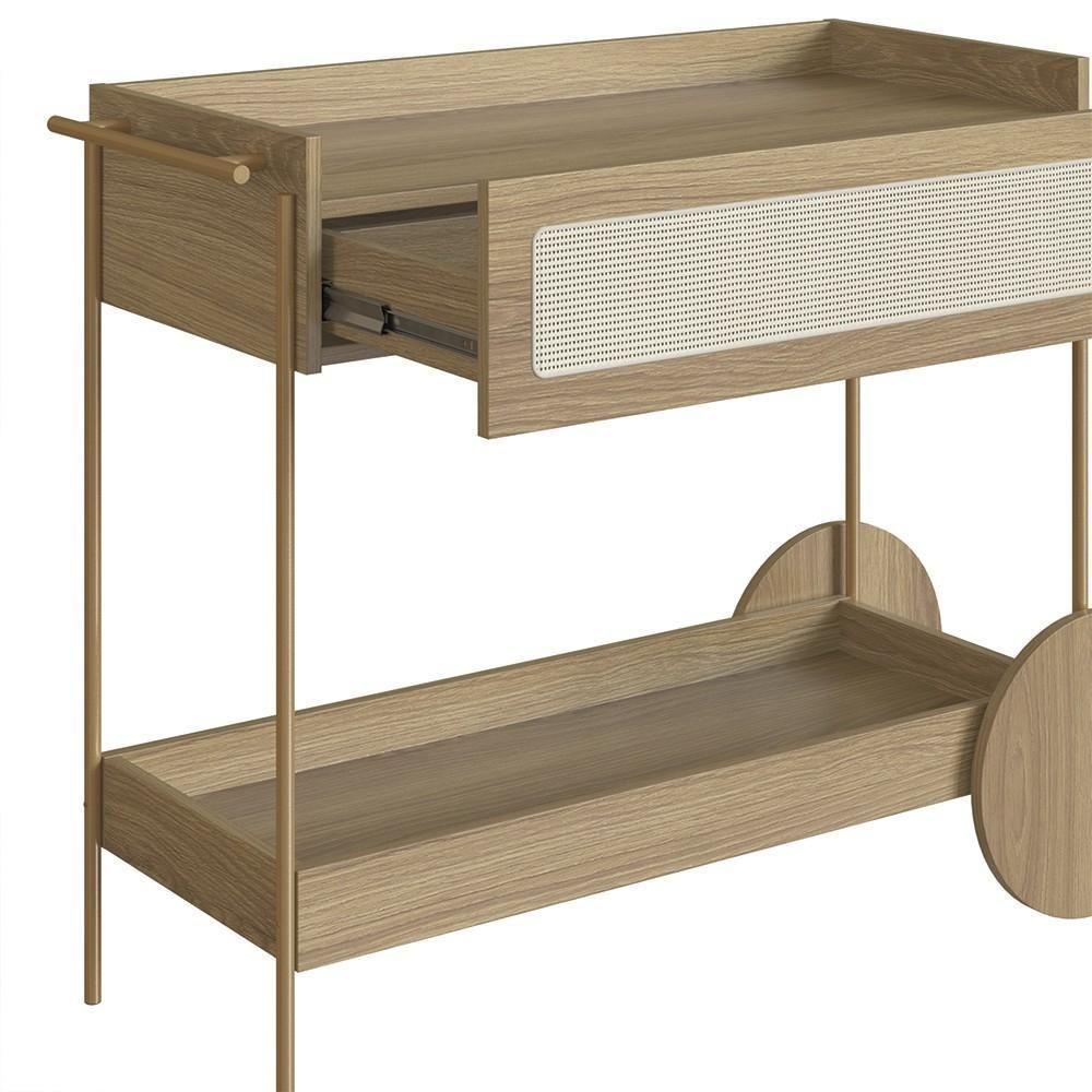 Carrinho Bar 1 Gaveta Porta Taças Pé Metal Arlo A10 Hanover-dourado - Mpozenato - 7