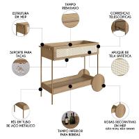 Carrinho Bar 1 Gaveta Porta Taças Pé Metal Arlo A10 Hanover-dourado - Mpozenato - 3