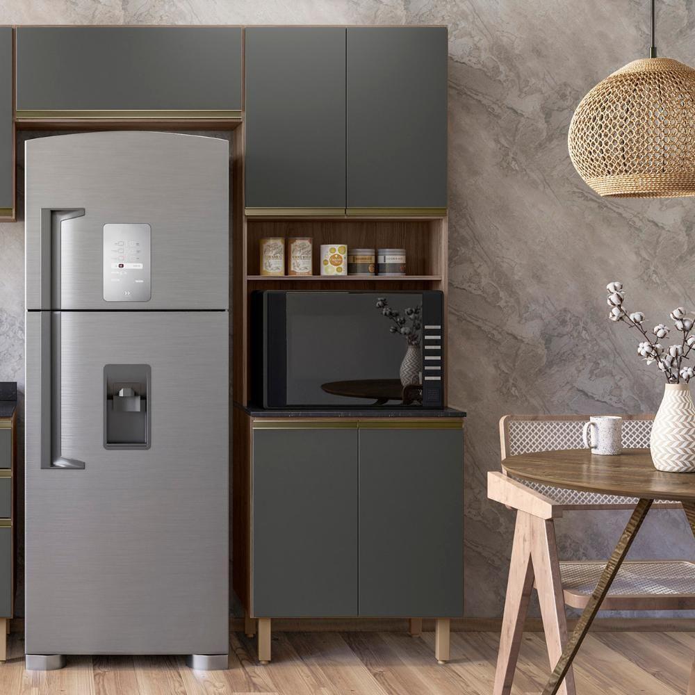 Paneleiro De Cozinha Para Micro-ondas Maly N03 Carvalho-grafite - Mpozenato - 2