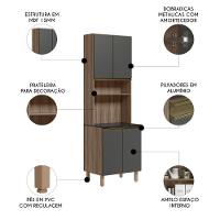 Paneleiro De Cozinha Para Micro-ondas Maly N03 Carvalho-grafite - Mpozenato - 3